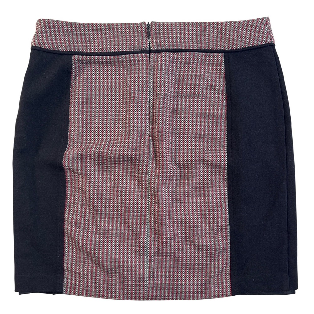 TRISTAN Black Red Colorblock Tweed Mini Skirt Women's Size 2 Made in Canada - Picture 3 of 8